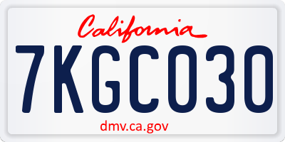 CA license plate 7KGC030