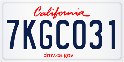 CA license plate 7KGC031