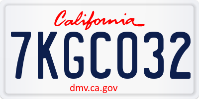 CA license plate 7KGC032