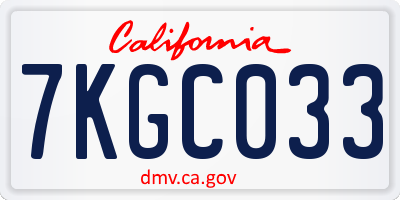 CA license plate 7KGC033