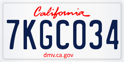 CA license plate 7KGC034