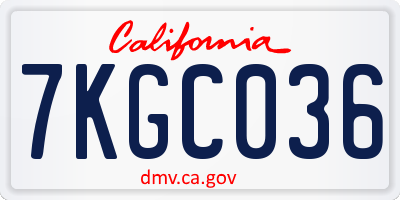 CA license plate 7KGC036