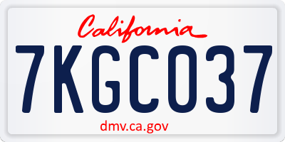 CA license plate 7KGC037