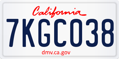 CA license plate 7KGC038