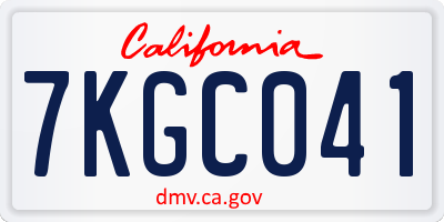 CA license plate 7KGC041
