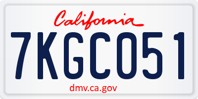 CA license plate 7KGC051