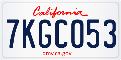 CA license plate 7KGC053