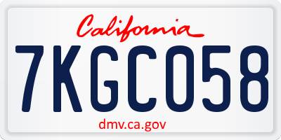 CA license plate 7KGC058