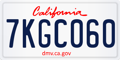 CA license plate 7KGC060
