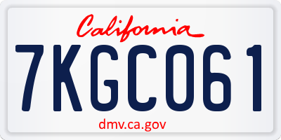 CA license plate 7KGC061