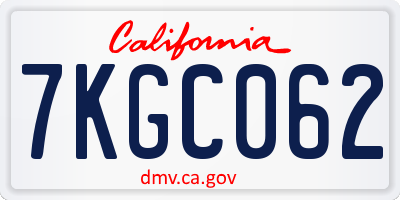 CA license plate 7KGC062