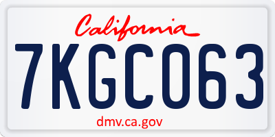 CA license plate 7KGC063