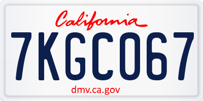 CA license plate 7KGC067
