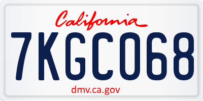 CA license plate 7KGC068