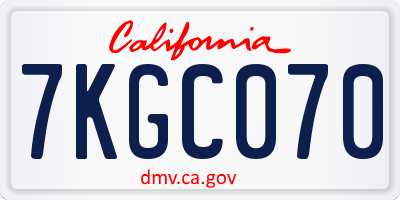 CA license plate 7KGC070