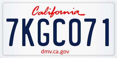CA license plate 7KGC071