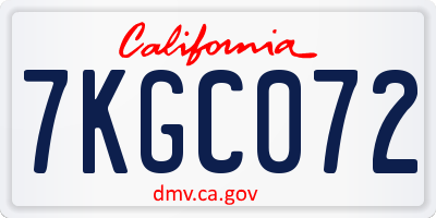 CA license plate 7KGC072