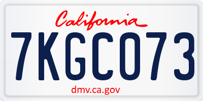 CA license plate 7KGC073