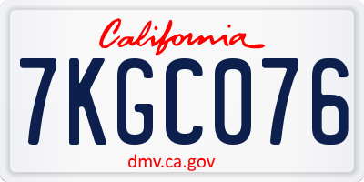 CA license plate 7KGC076