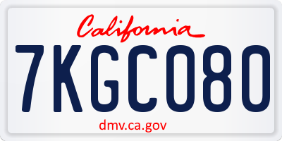 CA license plate 7KGC080