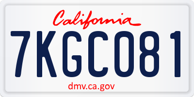 CA license plate 7KGC081