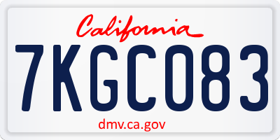 CA license plate 7KGC083