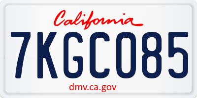 CA license plate 7KGC085