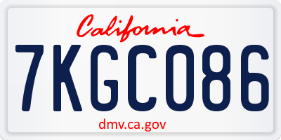 CA license plate 7KGC086