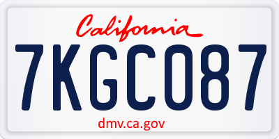 CA license plate 7KGC087