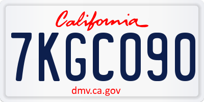 CA license plate 7KGC090