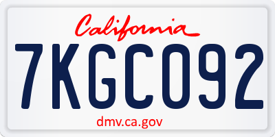 CA license plate 7KGC092