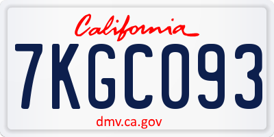 CA license plate 7KGC093