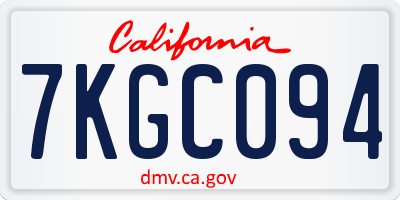 CA license plate 7KGC094