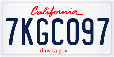 CA license plate 7KGC097