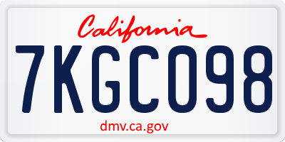 CA license plate 7KGC098