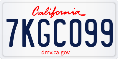 CA license plate 7KGC099