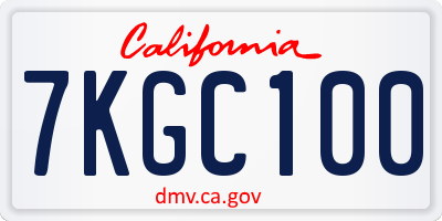 CA license plate 7KGC100