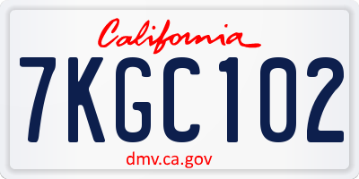 CA license plate 7KGC102