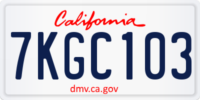CA license plate 7KGC103