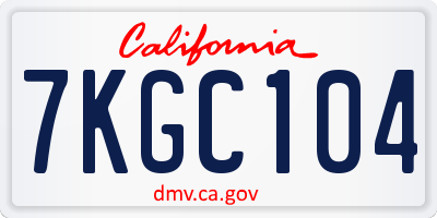 CA license plate 7KGC104