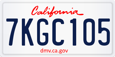 CA license plate 7KGC105