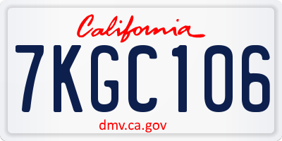 CA license plate 7KGC106