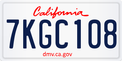 CA license plate 7KGC108