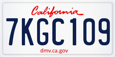 CA license plate 7KGC109