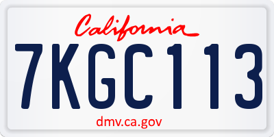 CA license plate 7KGC113