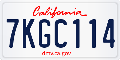 CA license plate 7KGC114