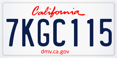 CA license plate 7KGC115
