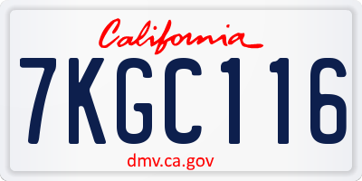 CA license plate 7KGC116