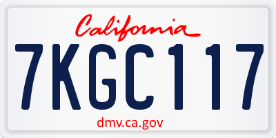 CA license plate 7KGC117