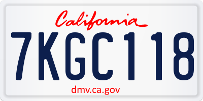 CA license plate 7KGC118